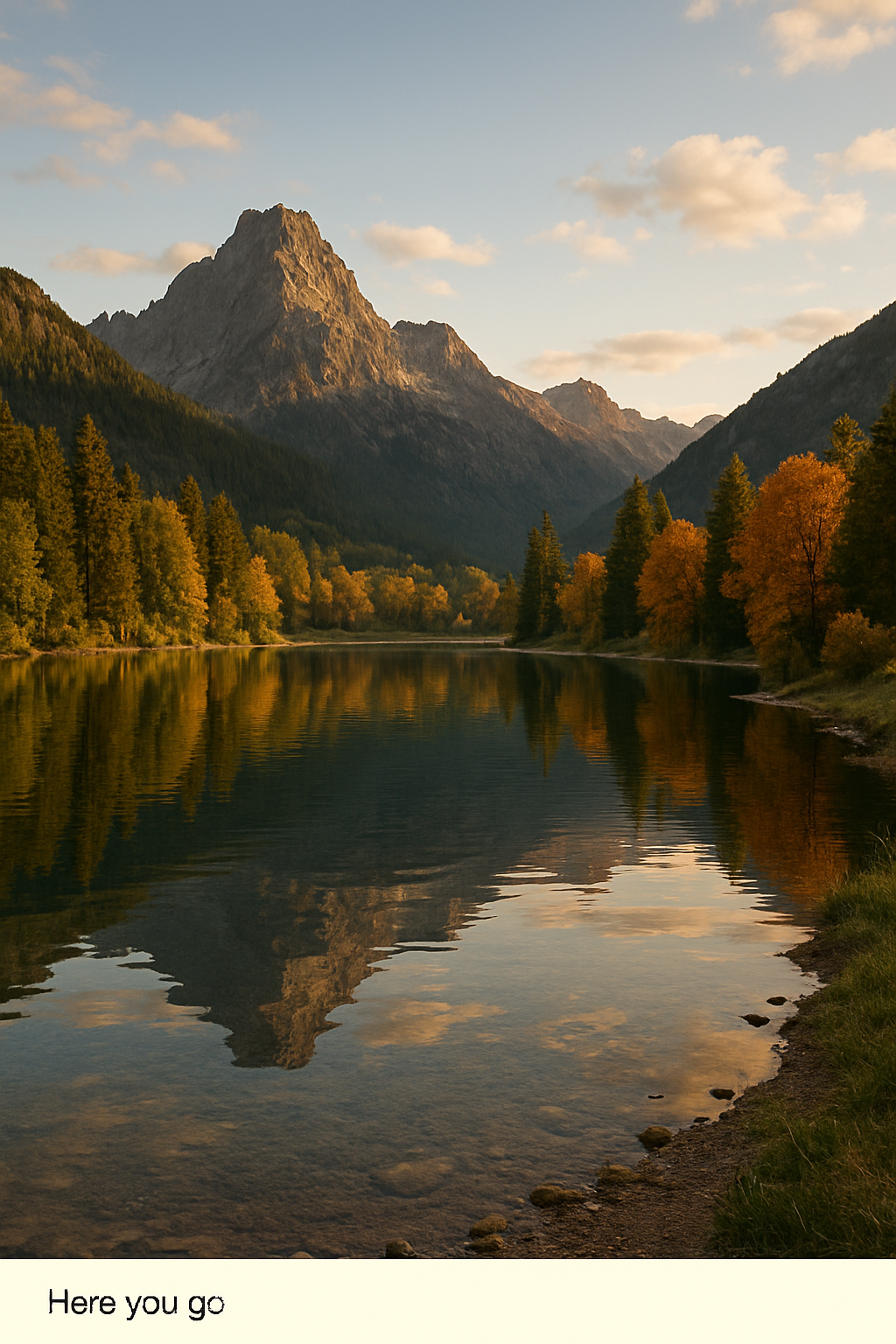 Mountain landscape with lake and autumn trees